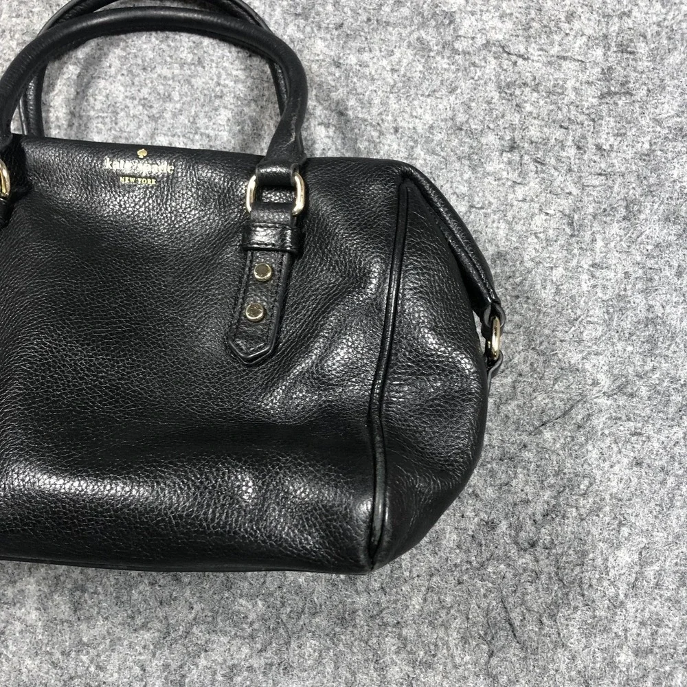Kate Spade Satchel Bag Womens Medium Black Leather Top Handle Zip Shoulder Purse